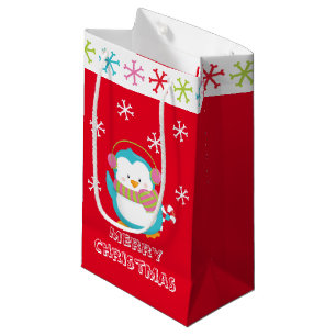 Happy Holiday Penguin Small Gift Bag