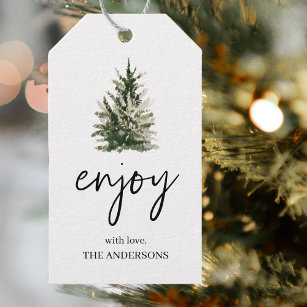 Happy Holiday Pine Tree Christmas Gift Tags