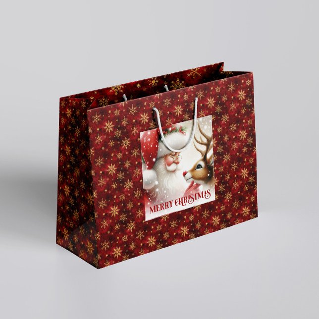 Happy Holiday Santa Claus Rudolph Gift Bag (Happy Holiday Santa Claus Rudolph Gift Bag)