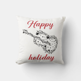 Happy Holiday Script Throw Pillow | Minimal Festiv