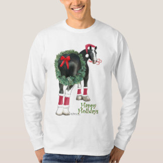 Happy Holiday Shire Draught Horse Wreath T-Shirt