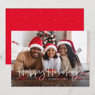 Happy holiday simple snow frame photo card