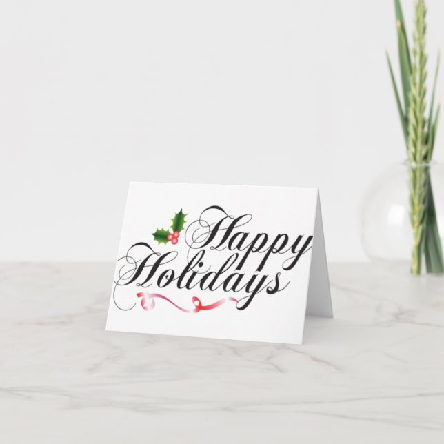 Happy Holiday Small, 4" x 5.6" Folded Holiday Card (Front)
