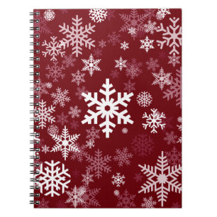 Happy Holiday Snowflakes Pattern Burgundy Notebook