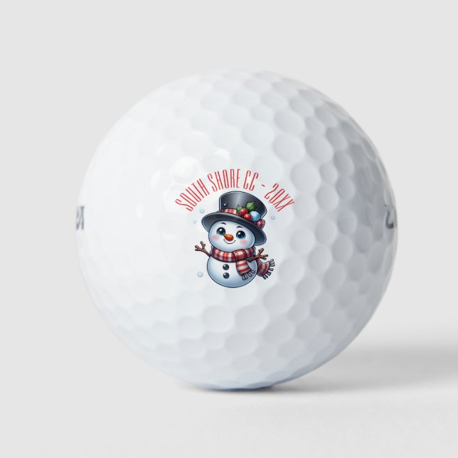 Happy Holiday Snowman Custom Message Golf Ball (Front)