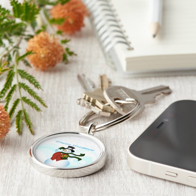 Happy Holiday Snowman Keychain (Side)