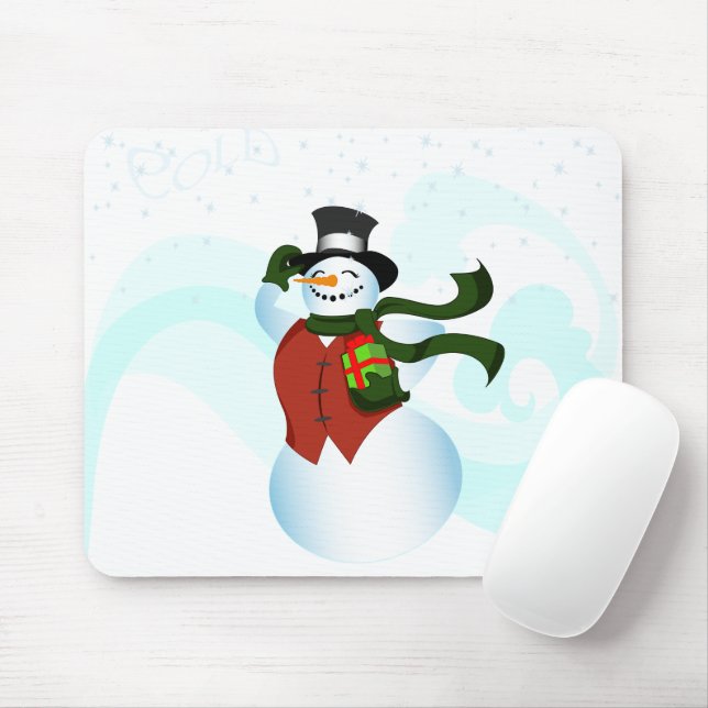 Happy Holiday Snowman Mouse Pad (With Mouse)
