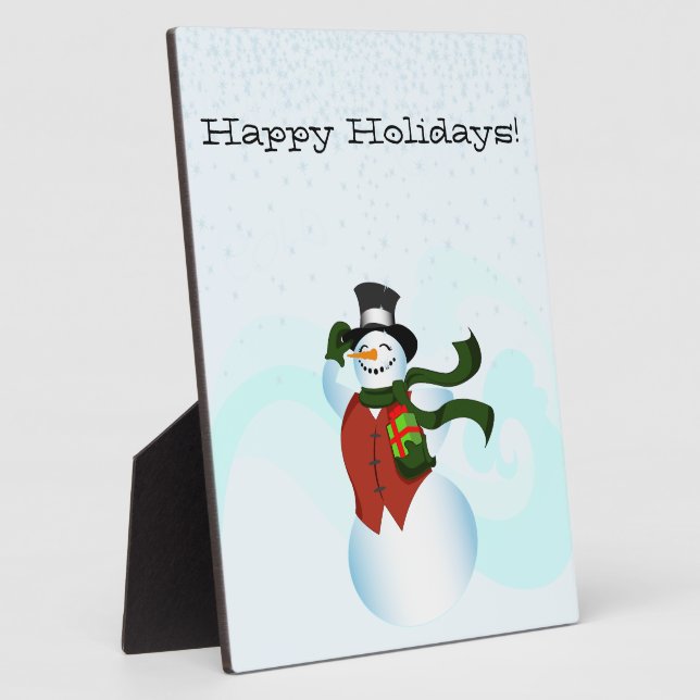 Happy Holiday Snowman Plaque (Side)