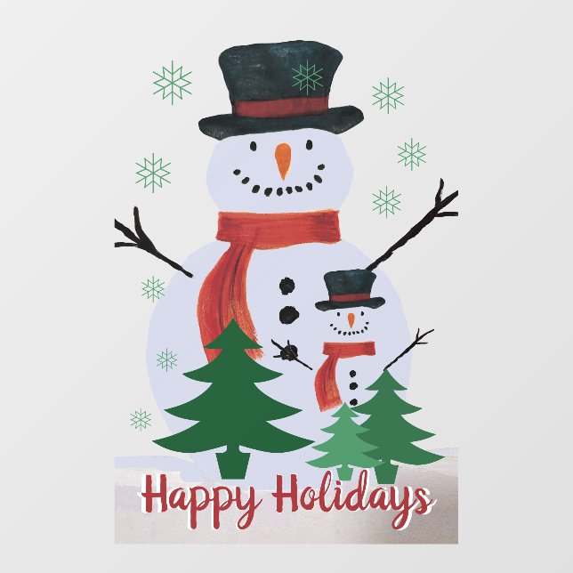 Happy Holiday Snowman Window Cling (Sheet)