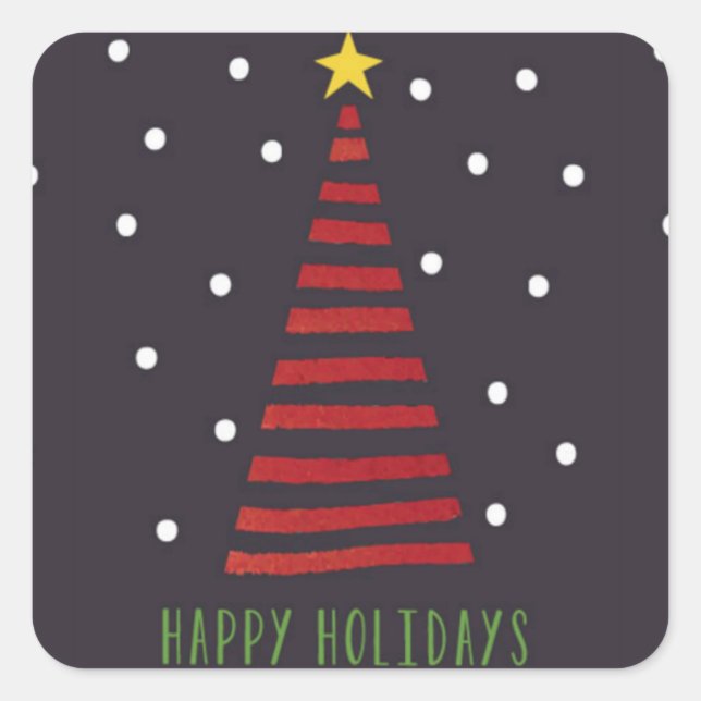 Happy Holiday Sticker - Square (Front)