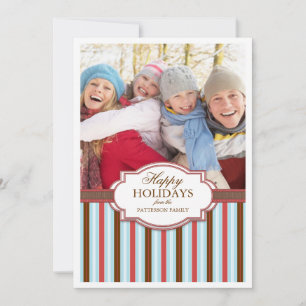Happy Holiday Stripes Large Photo Card Greeting