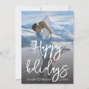 happy holiday stylish handwriting couple photo card