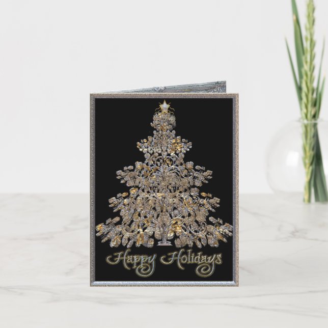 Happy Holiday Tree Note Glitz Card (Front)