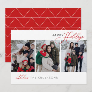 Happy Holiday Typography Multi Photo Holiday Card