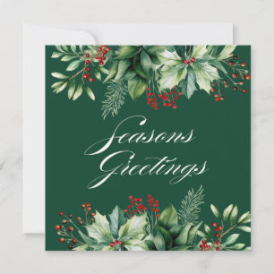 Happy Holiday Winter Greenery  Card