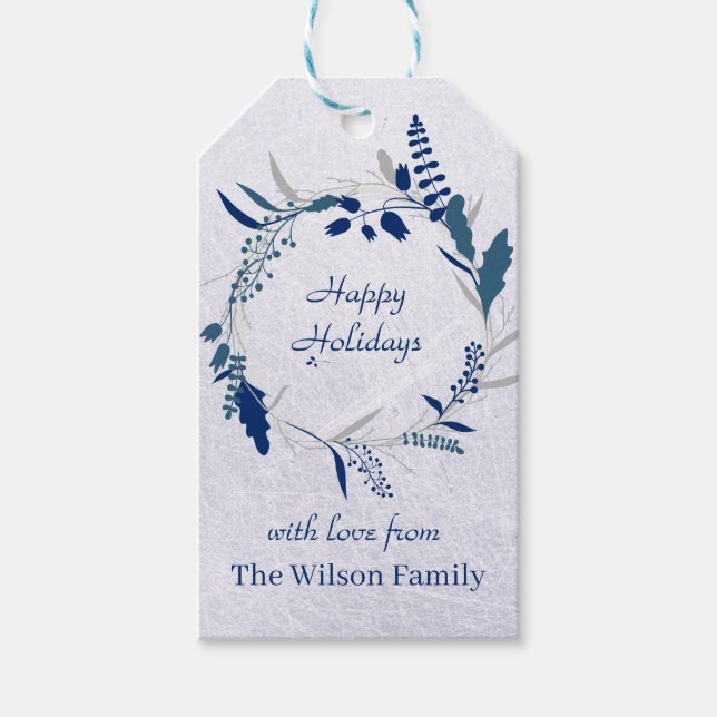 Happy Holiday Wreath Gift Tags (Front)