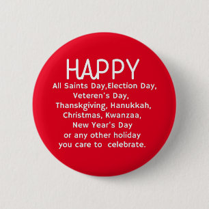 Happy Holidays 2 Inch Round Button