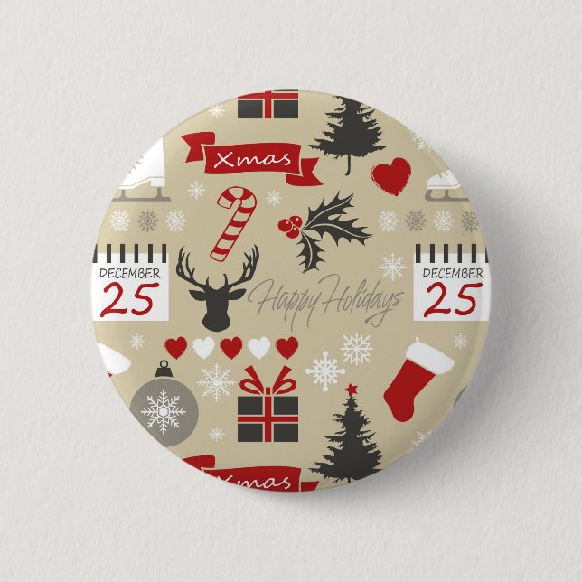 Happy Holidays 2 Inch Round Button (Front)