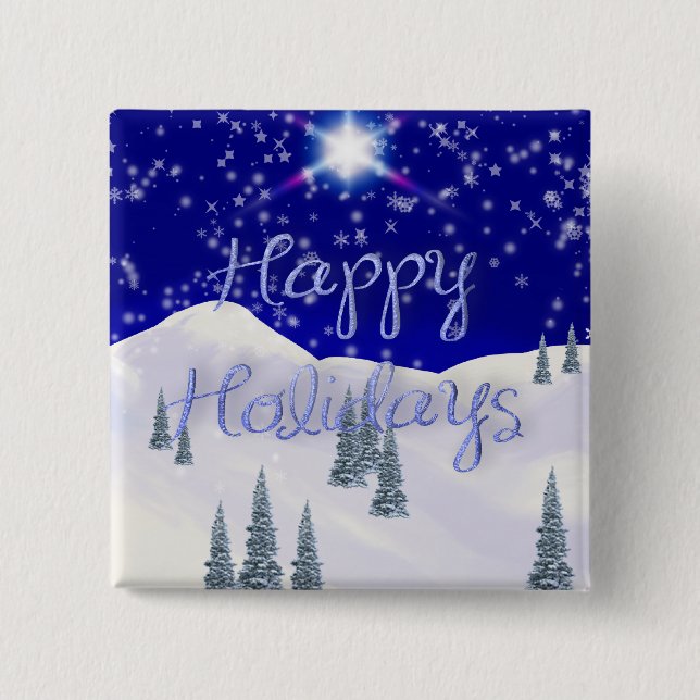Happy Holidays 2 Inch Square Button (Front)