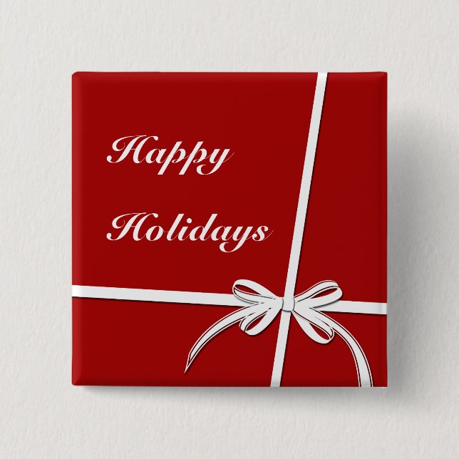 Happy Holidays 2 Inch Square Button (Front)