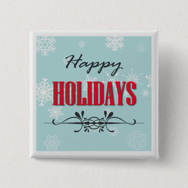 Happy Holidays 2 Inch Square Button (Front)
