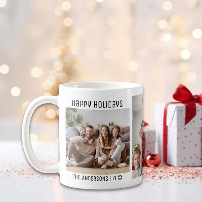 Happy Holidays 3 Family Photos Collage Christmas Coffee Mug (Happy Holidays 3 Family Photos Collage Christmas Coffee Mug)