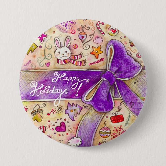 Happy Holidays 3 Inch Round Button (Front)