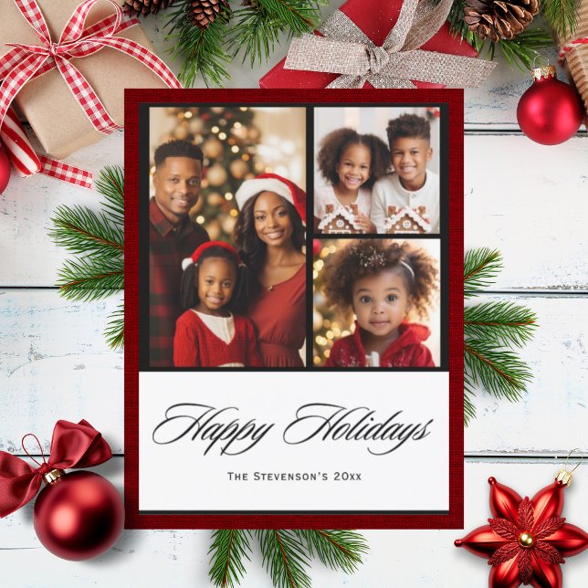 Happy Holidays 3 Photo Personalized Holiday (Creator Uploaded)