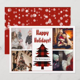 Happy Holidays 4 Photo Collage Personalized Holiday Card