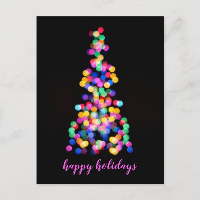 Happy Holidays Abstract Colourful Tree Lights Holiday Postcard (Front)