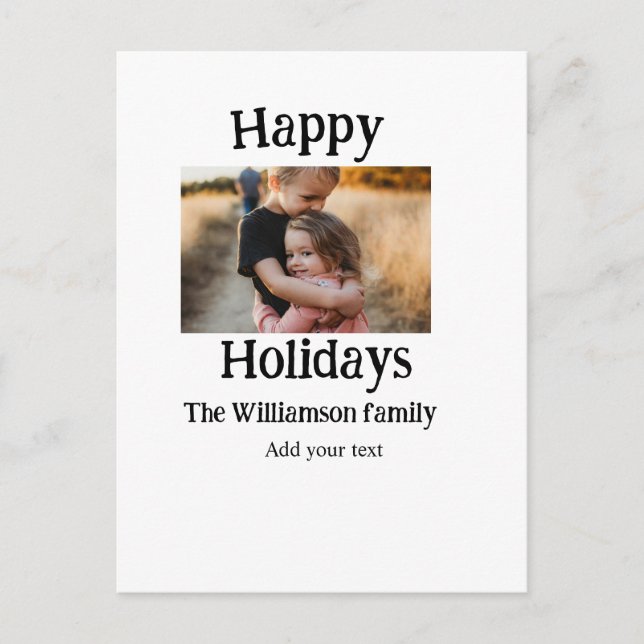 Happy holidays add family name photo Christmas  Postcard (Front)