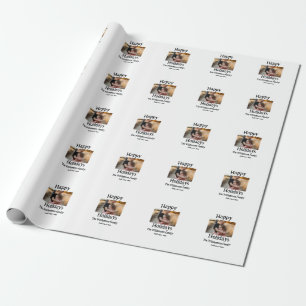Happy holidays add family name photo Christmas Wrapping Paper