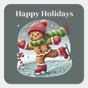 Happy Holidays add message gingerbread  Square Sticker