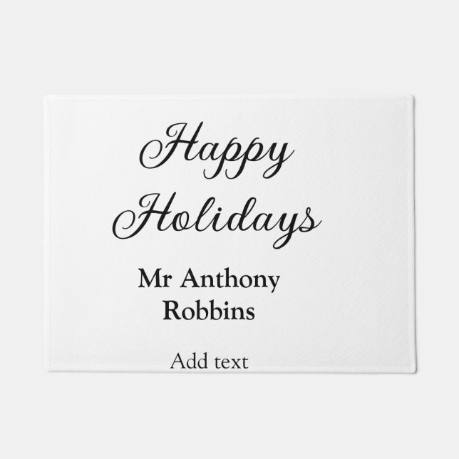 Happy holidays add name date year simple minimChri Doormat (Front)