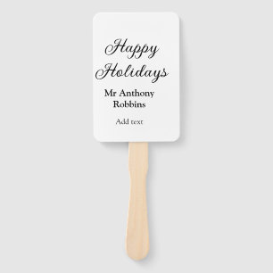 Happy holidays add name date year simple minimChri Hand Fan