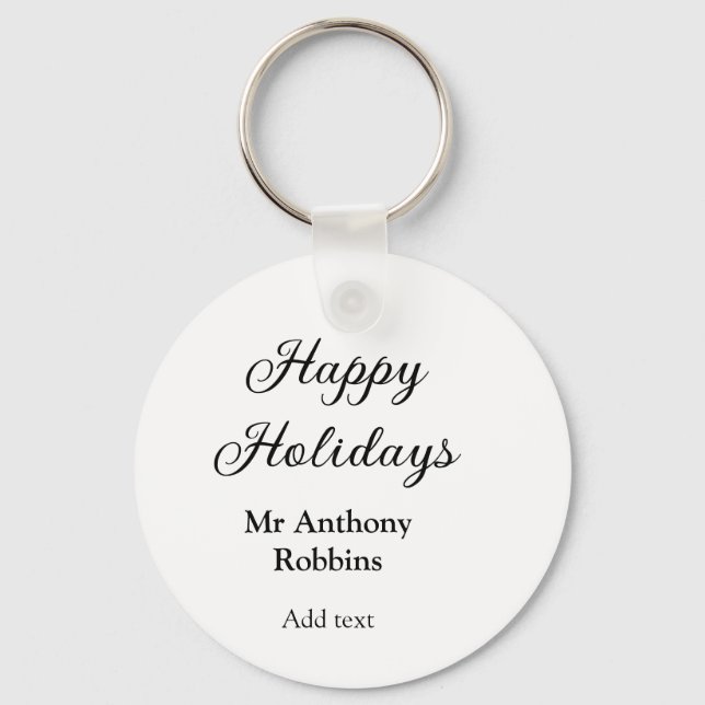 Happy holidays add name date year simple minimChri Keychain (Front)
