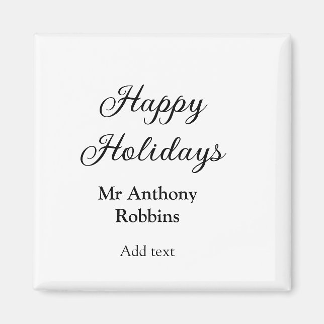 Happy holidays add name date year simple minimChri Magnet (Front)