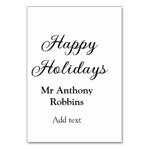 Happy holidays add name date year simple minimChri Table Number