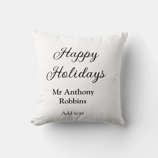 Happy holidays add name date year simple minimChri Throw Pillow (Front)