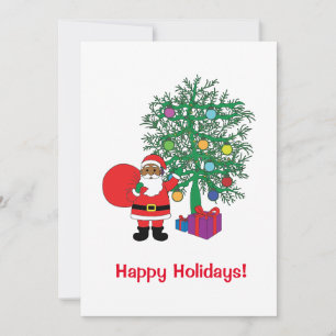 Happy Holidays African American Santa Claus Family Holiday Card