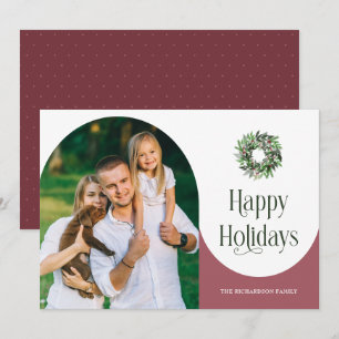 Happy Holidays Arched Photo Modern Holiday Card