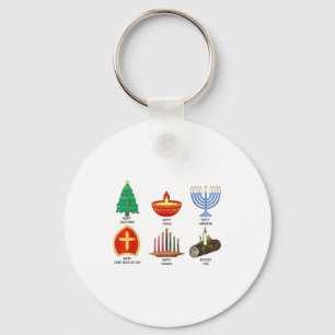 Happy Holidays Around The World Multicultural Cele Keychain