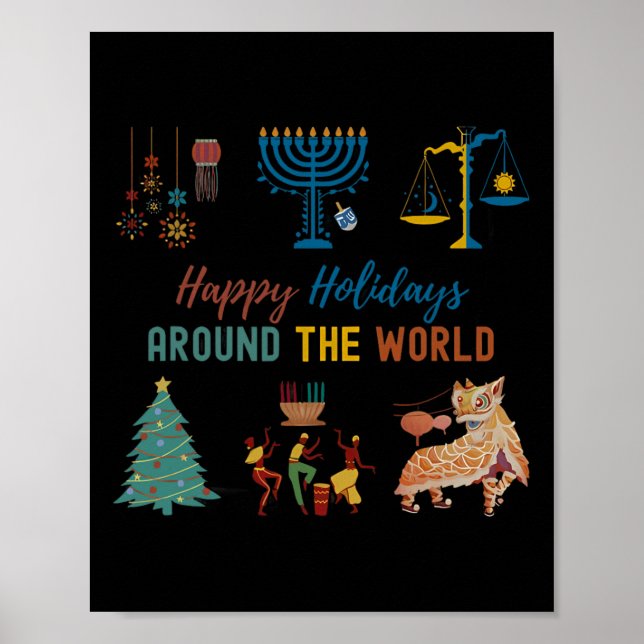 Happy Holidays Around The World Multicultural Cele Poster (Front)