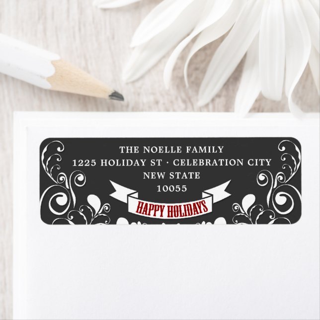 Happy Holidays Art Nouveau Floral Holiday Adresse (En situation)