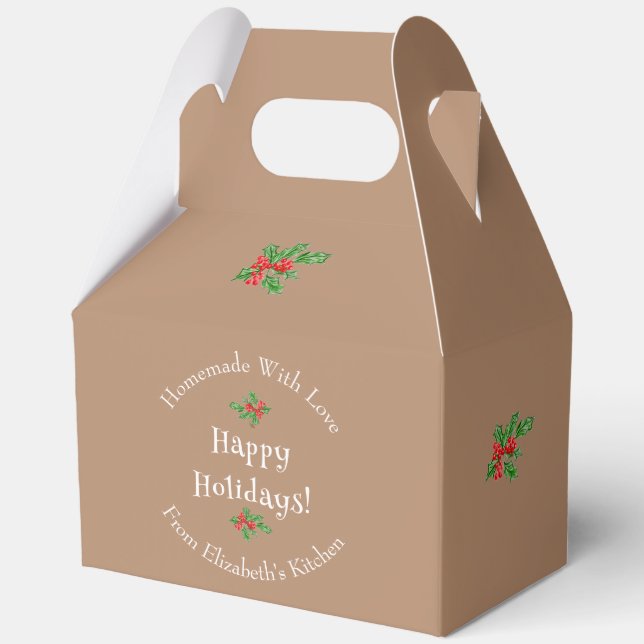 Happy Holidays Baking Gift Brown Editable Favor Box (Front)