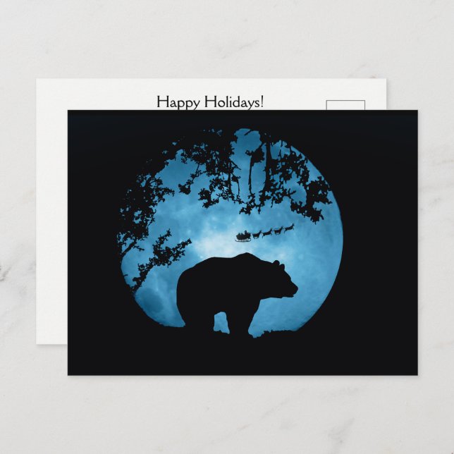 Happy Holidays Bear and Santa Postcard (Front/Back)