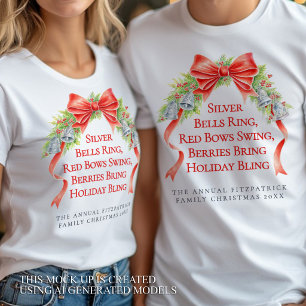Happy Holidays bells bows watercolor slogan T-Shirt