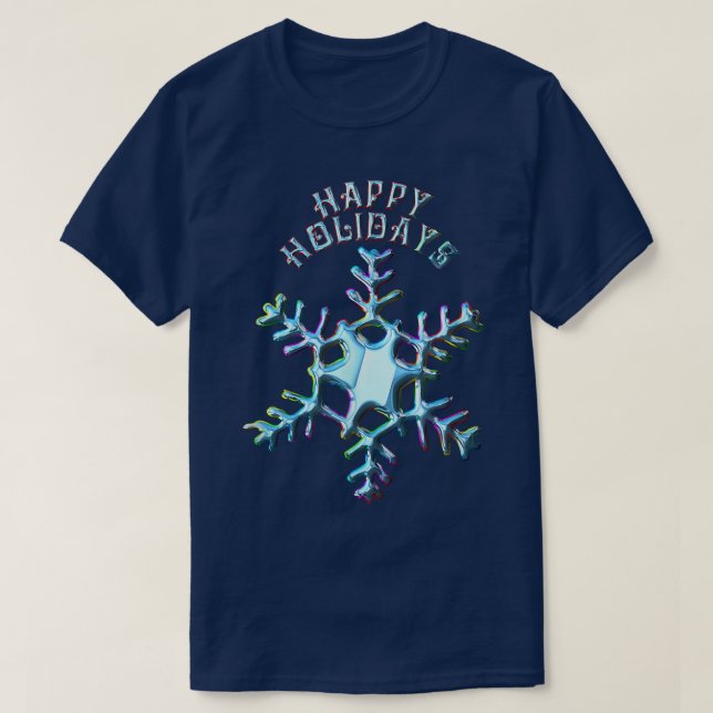 Happy Holidays Big Snowflake T-Shirt (Design Front)