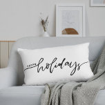 Happy Holidays Black and White Buffalo Check Plaid Lumbar Pillow<br><div class="desc">Custom-designed decorative lumbar pillow featuring "Happy Holidays" modern hand script on black and white buffalo check/plaid/gingham pattern.</div>