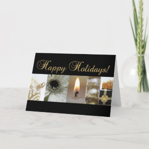 Happy Holidays! black gold christmas collage c Holiday Card